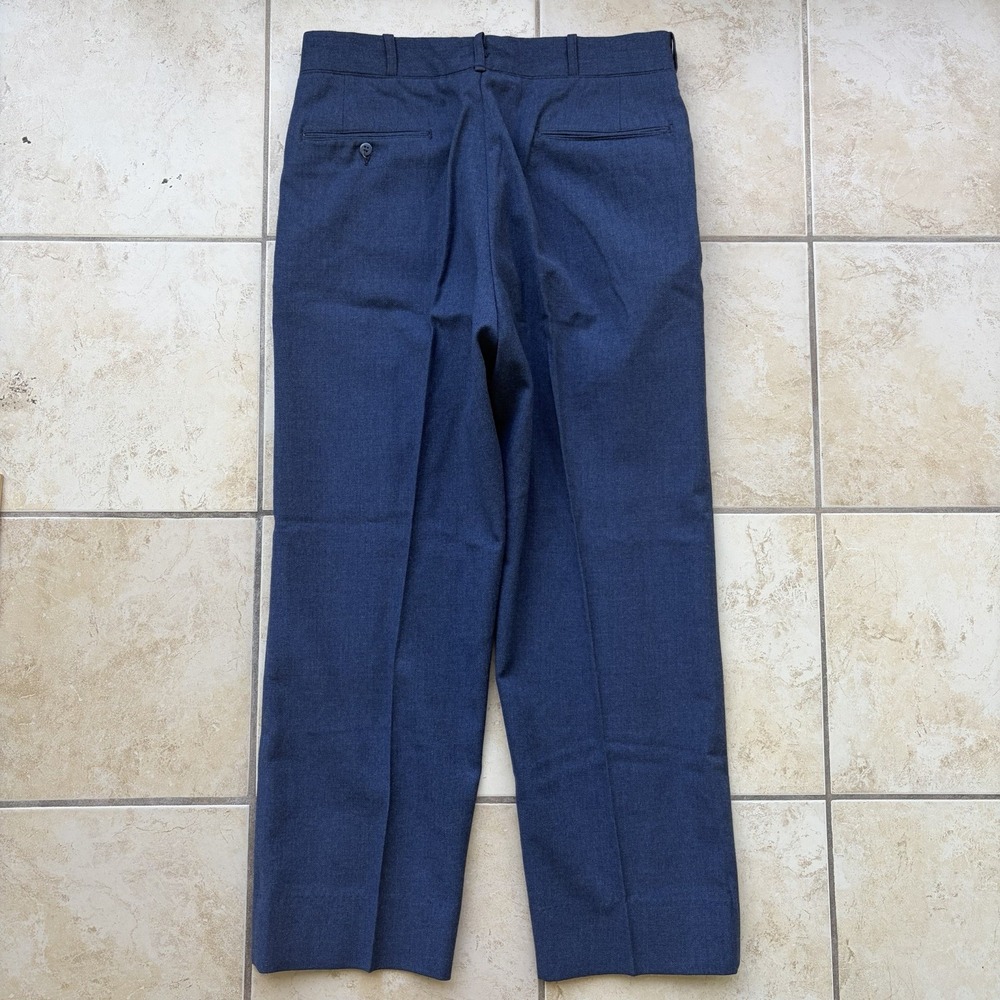 Vtg Military Pants Men 34x34 (Fits 32x28) Blue Wool Serge Air Force Trousers 60s - Picture 6 of 11